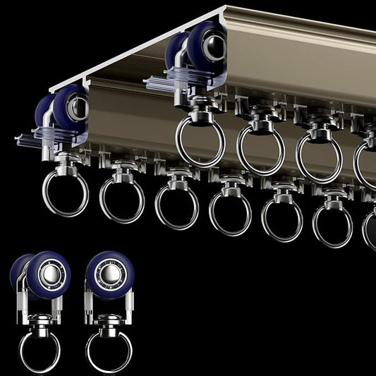 Ceiling Mounted Curtain Track System - Double Rails for Curtains & Drapes - Room Dividers - Sliding Curtain Rail for Window (champagne, 4.5m)