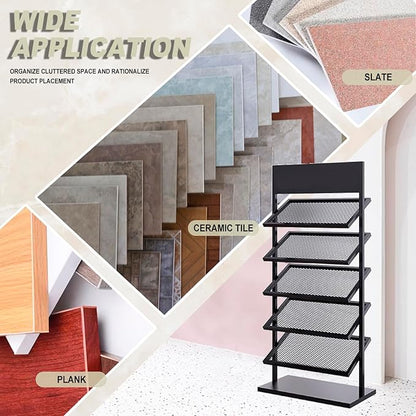 5-tier Floor Tile Display Stand, Retail Display Rack for Tile, Building Material Swatch Sample Storage Holder for Exhibition Hall Trade Show Vendor Events(Black, Height-59in)