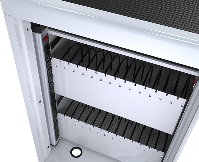 Laptop Charging Cart, 32 Charging Ports Laptop Storage Cart, 30-Bay Mobile Charging Cabinet for iPads up to 16.3", Chromebook Devices, Cord Management, Access Lock.School,Business.White