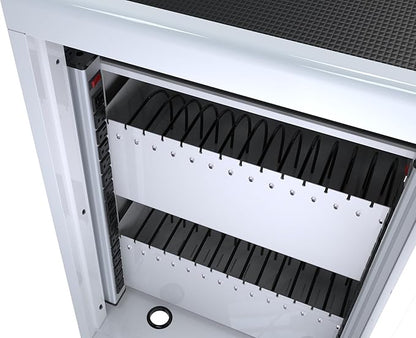 Laptop Charging Cart, 31+4 Charging Ports Laptop Storage Cart, 35-Bay Mobile Charging Cabinet for iPads up to 16.3", Chromebook Devices, Cord Management, Access Lock.School,Business.White