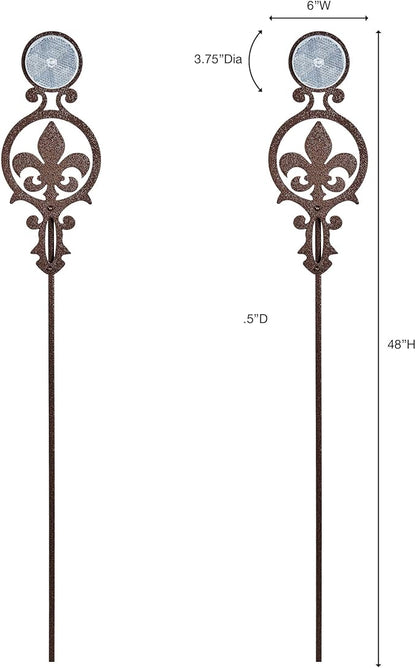 Touch of Class Pathways Reflective Driveway Marker Stake Set of Two for Outdoor Use | Fleur-de-Lis Emblem Design | Personalized Tall Reflector Set of 2 | Weathered Bronze Durable Finish