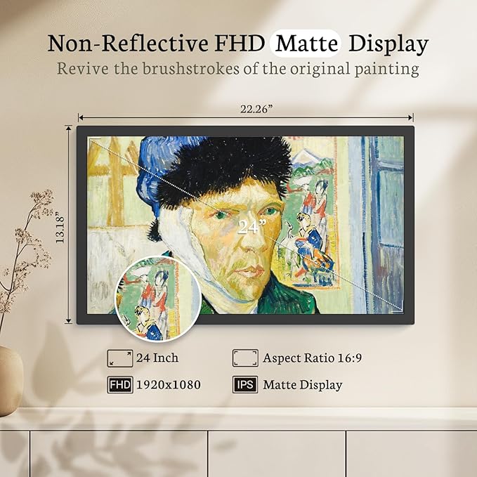 BSIMB Large Digital Picture Frame 24 Inch, 1920x1080 FHD WiFi Digital Photo Frame Electronic 32GB Display, Wall Mount Included, Share Pictures/Videos via App Easy Setup Gifts for Mom(Non-Touch), Black