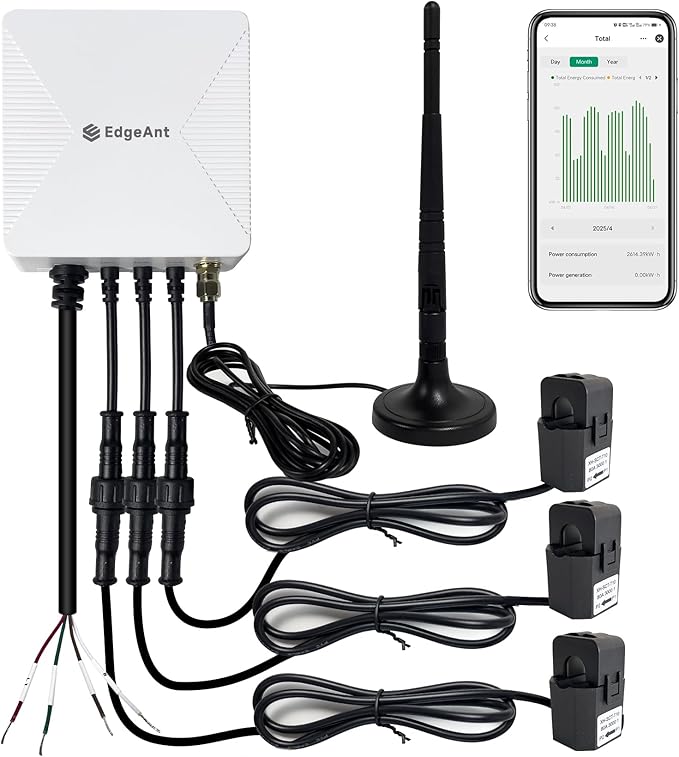 WIFi Energy Monitor with 3 * 80A Clamp, Smart Home Power Monitor Track Electricity in Real Time,WIFi Meter Solar/Net Metering, Home Energy Automation and Control