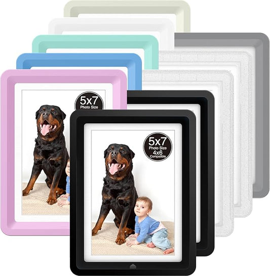 5x7 Picture Frame, Clear Acrylic Photo Frame with White Mat for 4x6 Photos, One-Piece Shatterproof Tool-Free Design, UV-Resistant Waterproof Tabletop Frame for Home Office Decor with 10-Year Warranty