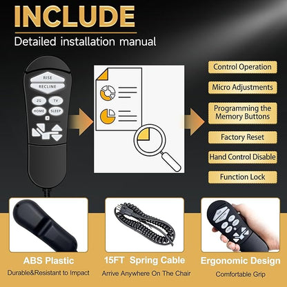 ZKAD-5 5 Pin Lift Chair Remote Only Fit for 2 Motors Golden and Ultra Comfort Chairs with 11 Button(Include SIT or Home, Not Twilight) Remote, Recliner Hand Control Part 5-Years Free Replacement