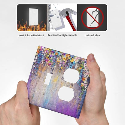 Colorful Country Flower Wildflower Floral Wallplates 1 Toggle 1 Duplex Switch Plate Electrical Gfci Faceplate Decorative Light Switch Covers For Bed Room Living Room Decor