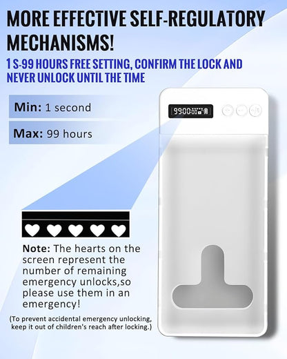 Portable Phone Lock Box with Timer 99 Hours for iPhone & Android, for College Students, Fitness, ADHD, Self-Control, 60 Days Battery, Focus, Gifts for Student Graduation, College Essentials