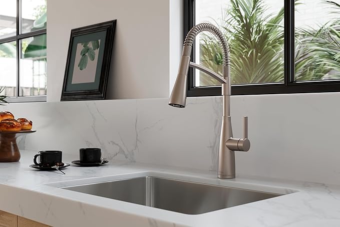 Pfister Kwan Commercial Culinary Kitchen Faucet with Pull Down Sprayer, High Arc, NSF Certified, Spot Defense Stainless Steel Finish, F5297KWCGS