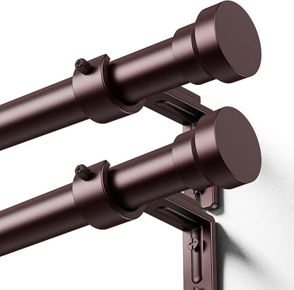 Yafex Curtain Rod 2 Pack 32-118 Inch, Heavy Duty 1 Inch Curtain Rod, Antique Bronze Long Adjustable Window Treatment Rods,Modern Design, Easy Installation