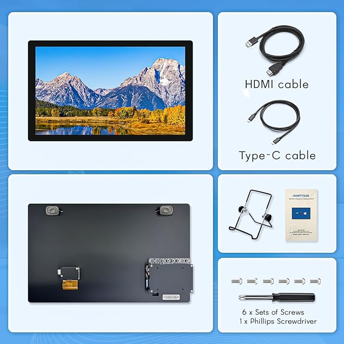 HMTECH 15.6'' Raspberry Pi Screen FHD 1920×1080 IPS Touchscreen Monitor, HDR Plug&Play, Secondary & External Monitor for Raspberry Pi 5/4/3/ Win 11/10/8/7
