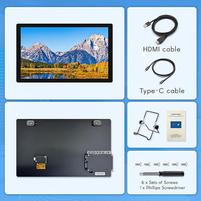 HMTECH 15.6'' Raspberry Pi Screen FHD 1920×1080 IPS Touchscreen Monitor, HDR Plug&Play, Secondary & External Monitor for Raspberry Pi 5/4/3/ Win 11/10/8/7
