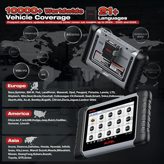 Autel Scanner MaxiCOM MK808BT PRO, 2026 Bidirectional Diagnostic Scan Tool as MK900BT, 2.0 BT Ver. of MK808S MX808S MX900 MK900, 3000+ Active Tests, 28+ Reset, Injector Coding, All Systems, FCA, OS 11