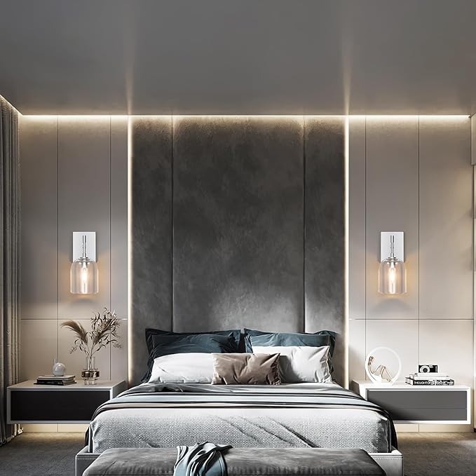 Modern Crystal Wall Sconces Indoor Chrome Wall Lamp Vanity Wall Lighting for Bathroom Bedroom Living Room Stair（1Pack）