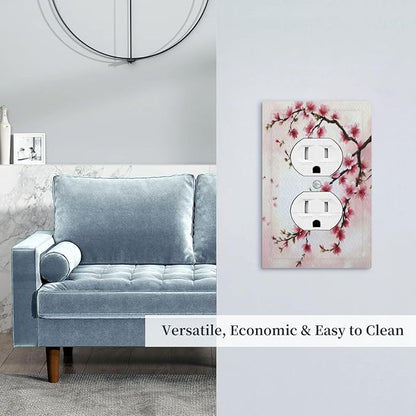 Branch with Pink Flowers Light Switch Cover 1 Gang Outlet Plate Single Duplex Wall Plate Covers Decorative Switchplate Covers Electrical Faceplate for Home Decor