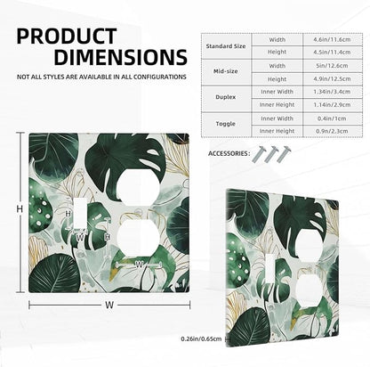 Boho Tropical Green Leaf Watercolor Banana Leaves Wallplates 1 Toggle 1 Duplex Switch Plate Electrical Gfci Faceplate Decorative Light Switch Covers For Bed Room Living Room Decor