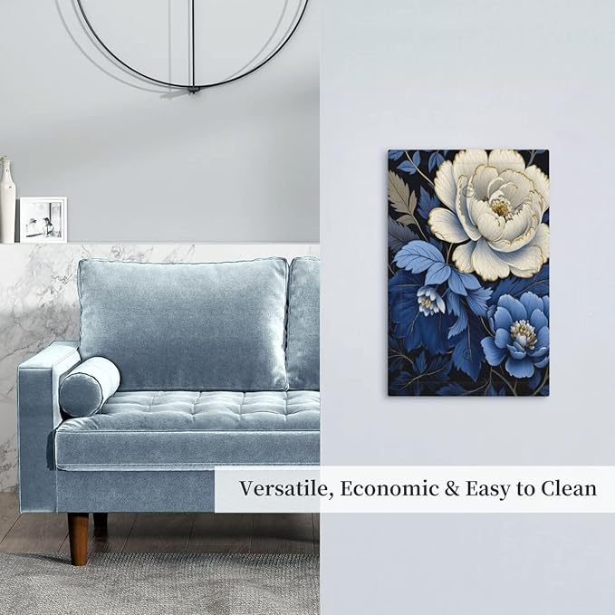 Blue White Flowers Light Switch Covers No Device Wall Plate 1 Gang Decorative Blank Switchplate Electrical Faceplate for Country Living Bedroom Decor