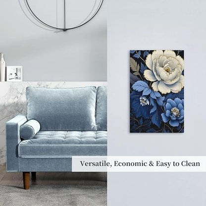 Blue White Flowers Light Switch Covers No Device Wall Plate 1 Gang Decorative Blank Switchplate Electrical Faceplate for Country Living Bedroom Decor