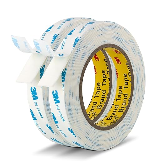 Double Sided Tape Strong Foam Tape 3/4" x 18Ft Made of 3M Heavy Duty Mounting Tape Waterproof PE Foam Adhesive Strips for Posters Alarm Sensors Window Shades and Other Home Office Deco (Pack of 2)