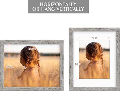Golden State Art, 11x14 Picture Frame with Mat for 8x10 - High Definition Glass Wall Mounting Horizontal Vertical Display (Gray, 2 Pack)