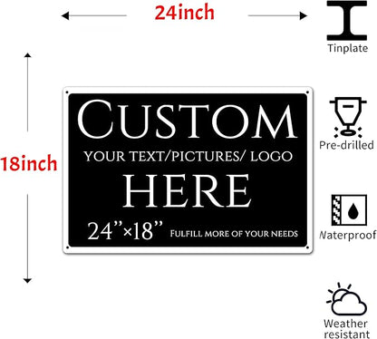 Custom Sign, personalized metal sign，Aluminum Weatherproof Metal Sign Multiple Sizes, Reflective，Customize for Office, Business, Workplace, office, Home, Delivery Signs(24 * 18 Inch)