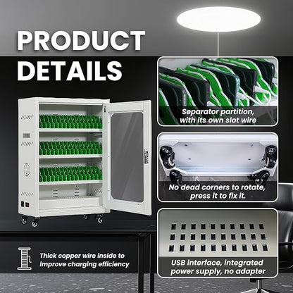 50 Device Cell Phone Charging Stations, Mobile Phone Charging Cabinet, Cellphone USB Charging Station Lockers, Rechargeable Cellphone Locker Storage Charging Station (White, 50 Slots)