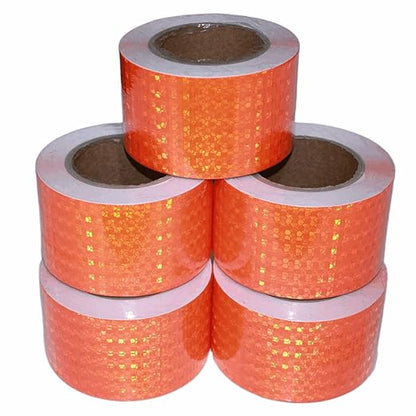 Orange Reflective Tape Outdoor Waterproof 3 inch Wide, High Visibility Industrial Marking Tape, Safety Adhesive Stickers (68 feet,5 Rolls)