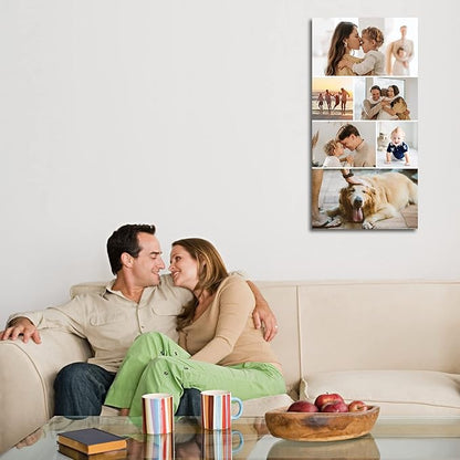 LZIMU Collage Canvas Prints with Your Photos Personalized Multi Pictures for Wall Custom Family Wedding Baby Pet Dog Photo to Canvas Customized Gifts Home Wall Decor (Collage Photo-12, No frame)