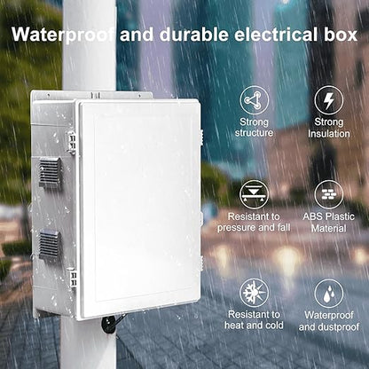 Outdoor Electrical Junction Box, ABS Water Resistant Enclosure with Internal Mounting Panel & Hinged Cover, 16.1" H* 12.2" L* 5.9" W