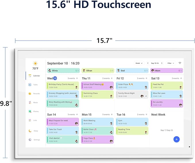 Digital Calendar, 15.6 Inch Wall Planner Electronic Calendar & Chore Chart, Smart Touchscreen Interactive Display for Family Schedules, Great for Organizing Your Routines, Wall & Desk Mountable