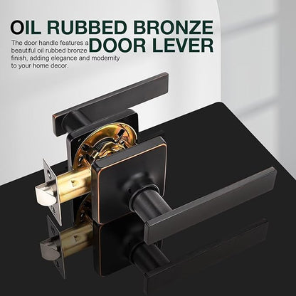 GOBEKOR 1 Pack Oil Rubbed Bronze Door Handles Interior Passage Door Handle for Closets Keyless Interior Closet Door Levers