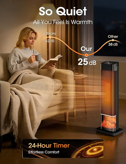 Manastin Space Heaters for Indoor Use, Electric Heaters with Remote, Adjustable Thermostat, 120° Oscillation, 24H Timer, Child Lock & Safety Protection, Portable Heater for Large Room, Office, Garage