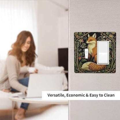 Fox Morris Plants Flowers Vine Colorful Floral Outlet Covers 1 Toggle 1 Rocker Combination Decorative Wall Plate Electrical Switch Plates Light Switch Cover Plate For Bed Room Living Room Decor