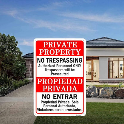 Private Property Sign,No Trespassing Signs,Home Safety Warning Sign,Outdoor Safety Sign, "Private Property - No Trespassing" 12"x16" Aluminum Sign