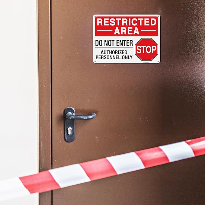 GicnKeuz "Restricted Area - Do Not Enter, Authorized Personnel Only" Metal Signs, 10 x 7 Inches Reflective Aluminum Signs, Fade Resistant/Waterproof, Easy to Install, Outdoor Use (2-Pack)