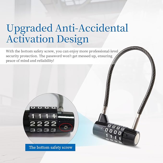 Combination Lock Cable Lock 4 Digits Cabinet Lock with3.5 Durable Cable Ideal for lockers, Gym, gate, Fence, Toolbox, case, hasp Storage and Outdoor (3.5")