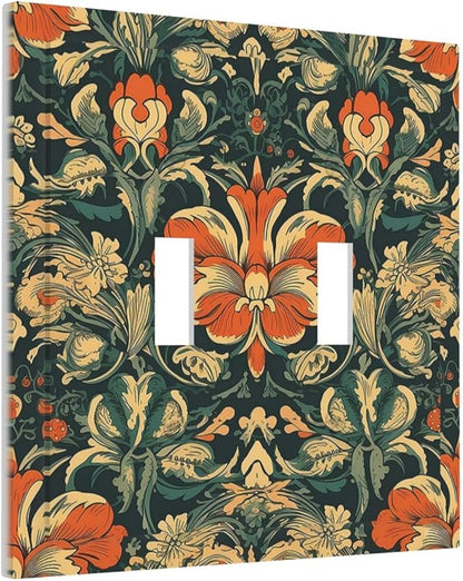 Decorative Switch Plates William Morris Abstract Floral Plant Pattern Orangeyellowgreen 2 Gang Double Toggle Outlet Light Switch Cover Wall Plate Electrical Faceplate for Bedroom living Room