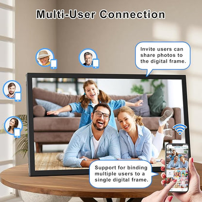 Large Digital Picture Frame 21.5 inch WiFi-Photo-Frame - 32GB, 1920x1080 IPS FHD, Auto Rotate, Load Photos Videos from Phone via App Email, Free Cloud Storage, Wall Mounted, Gift for Father Mother