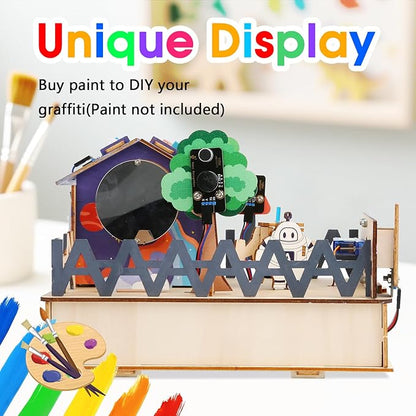 ESP32 IoT STEM Kit for Arduino/Acecode, 3D Wooden Puzzles Smart Home Learner Kit for Kids Age 10+, Educational STEM Toy House DIY Sensor Coding Set, Voice/APP Control, Gift for Adults Teens Boys Girl