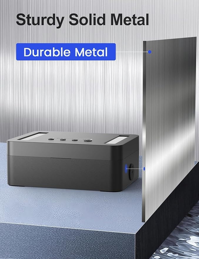 Metal Time Lock Box with Emergency Unlocking, Phone Timed Locked Box with Timer, Timed Locking Container, Audio Prompt, Self-Discipline Gift, 365 Days Max for Cellphone/Medication