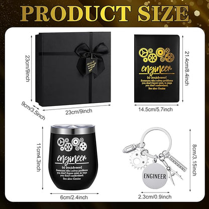 6 Pcs Engineer Gifts Set for Men Women Mechanical Engineer Gifts 12 oz Stainless Steel Cup Socks Keychain Pen Notebook Box for Aerospace Engineering Mechanical Electrical