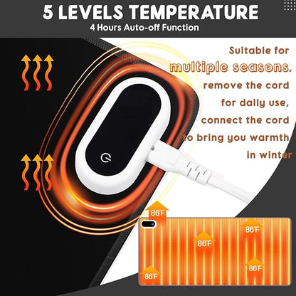 Konohan Heated Large Desk Mat PU Leather Warm Mouse Pad with 5 Heating Level & 4 Hour Auto Shut-Off Heating Keyboard Pad Warmer Gaming Mice Mat Only Supports 110v(Black Color,23.6"x 14.2")