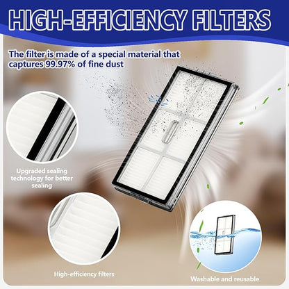 25 PCS Saros 10R Accessories Kit Compatible with Roborock Saros 10R Robot Vacuum,6 Dust Bags,1 Dual Main Brush,4 HEPA Filters,6 Mop Clothes,6 Side Brushes,1Cleaning Brush,1Screwdriver
