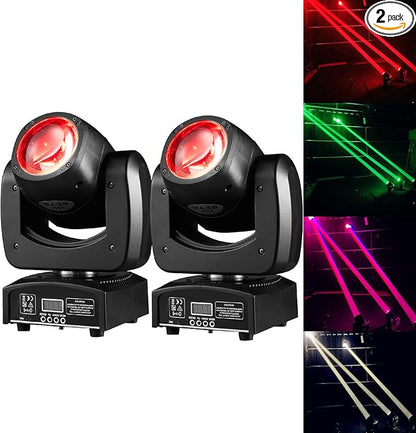 90W LED Moving Head DJ Lights Mini Beam Stage Lights Super Bright Spot RGBW 4IN1 DMX 512 13CH Sound-Activated for Wedding DJ Party Stage Lighting (90W, 2)