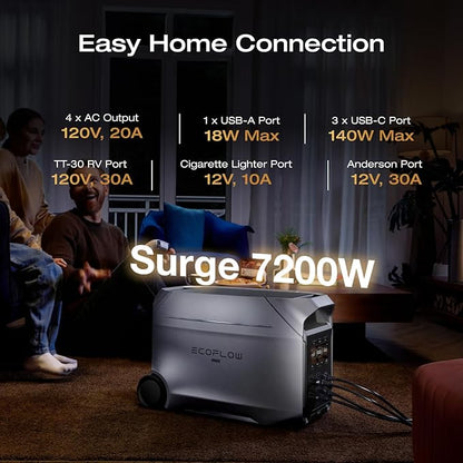 EF ECOFLOW DELTA 3 Ultra Plus Portable Power Station with Delta 3 Max Plus Extra Battery, 3600W (7200W Surge) Output, Expandable to 11kWh, Reliable Home Battery Backup & Camping