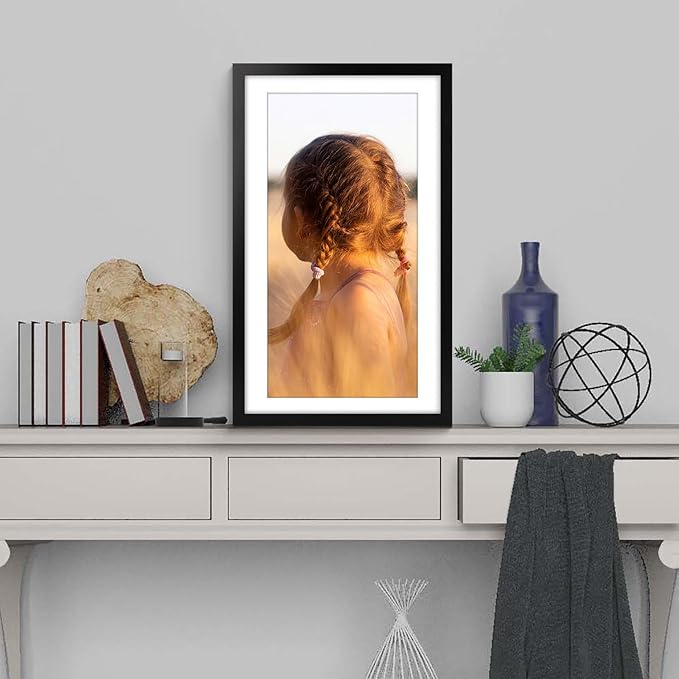 Golden State Art, 14x24 Picture Frame with Mat for 11x22 - High Definition Glass Wall Mounting Horizontal Vertical Display (Black, 1 Pack)