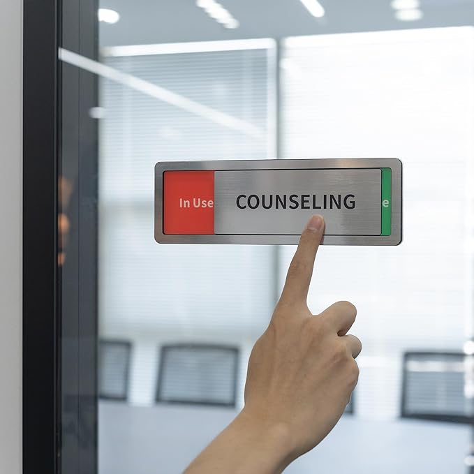 Nursing Room Door Sign with Slider, Do Not Disturb Privacy Office Sign, In Use/Available Acrylic Sliding Indicator for Business Hospital Home, Brushed Silver 8" x 2.6"