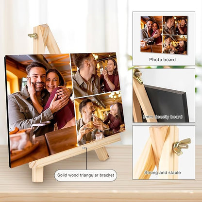 Custom Photo Frame with Stand, Personalized Picture Display, MDF and Wood Construction, Desktop Decor, Multiple Designs, Customizable Gift for Family and Friends