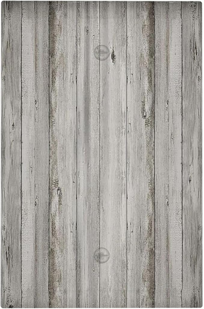 Light Switch Cover Plate Farmhouse Rustic Grey Barn Door Wood 1 Gang No Device Blank Electrical Wall Plates Faceplate Decorative Switch Plate for Bedroom Cabin Decor