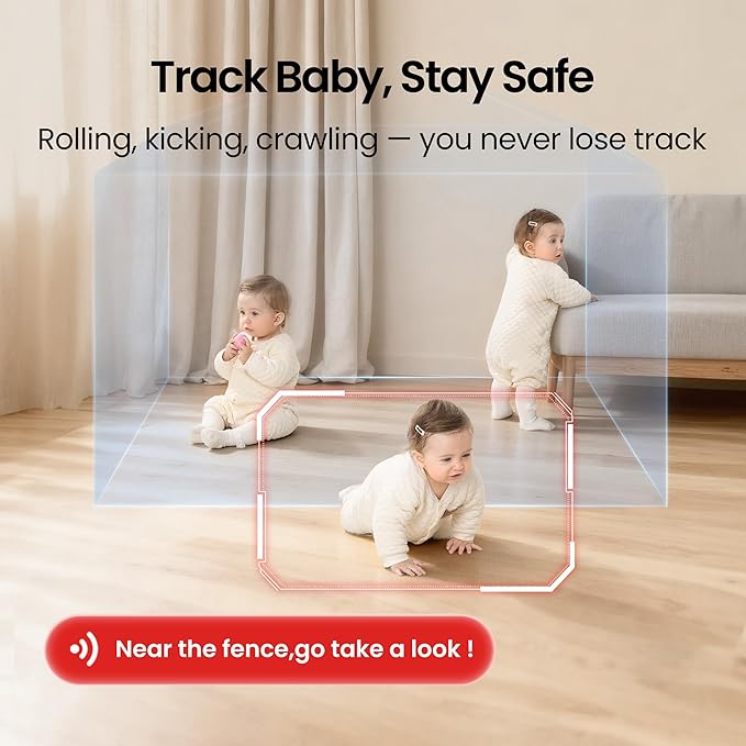 Monai Baby Monitor with Camera and Audio, 3K UHD, 6X Zoom, WiFi Video Monitor for Room or Travel, Pan 350° Tilt 65°, AI Cry Detection, Virtual Fence, Face-Cover Alerts, Sleep Monitoring, Night Vision