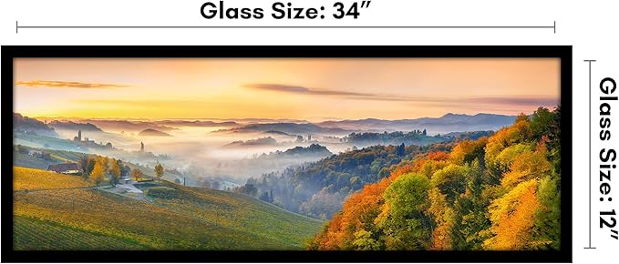 Americanflat 12x34 Poster Frame with Polished Plexiglass - Signature Collection - Gallery-Style Frames Made of Engineered Wood - Photo Frame for Wall Display - Black